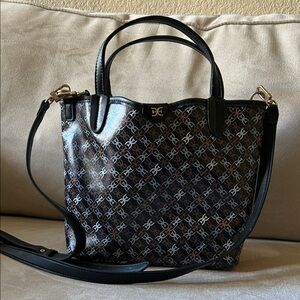 Sam Edelman Black and Tan Patterned Tote